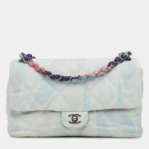 Pre Owned Chanel Blue/Multicolor Quilted Jungle Jeans Flap