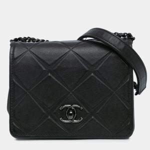 Pre Owned Chanel Black Mini Calfskin Propeller Flap
