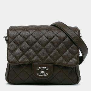 Pre Owned Chanel Brown CC Quilted Caviar Crossbody