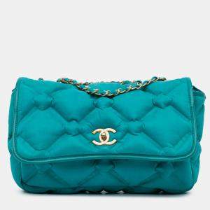 Pre Owned Chanel Blue Small Iridescent Calfskin Chesterfield Flap
