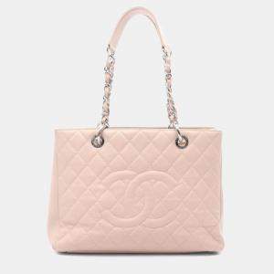 Pre Owned Chanel Matelasse Grand Shopping Gst Chain Tote Bag Calfskin Pink