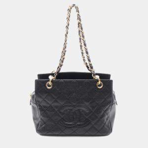 Pre Owned Chanel Matelasse Tote Shoulder Bag Leather Black Cc Coco