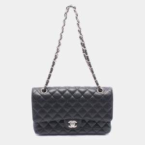 Pre Owned Chanel Matelasse W Flap Chain Shoulder Bag Leather Black