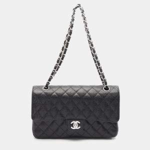 Pre Owned Chanel Matelasse Double Flap Chain Shoulder Bag Leather Black Cc