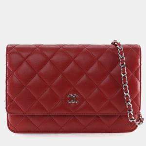 Pre Owned Chanel WOC Red Lambskin 19 series