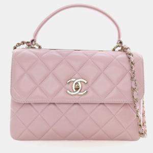 Pre Owned Chanel Small Pink Lambskin Trendy CC Top Handle Bag