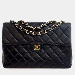 Pre Owned Chanel Vintage Jumbo Lambskin Classic Single Flap Bag