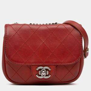 Pre Owned Chanel Red Paris Dallas Goatskin Wild Stitch Flap