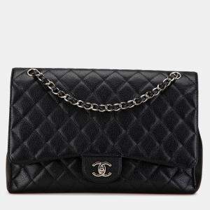 Pre Owned Chanel Black Maxi Classic Caviar Single Flap