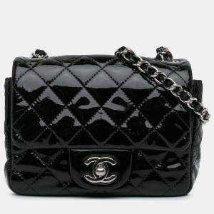Pre Owned Chanel Black Mini Square Classic Patent Single Flap