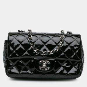 Pre Owned Chanel Black Mini Rectangular Classic Patent Single Flap