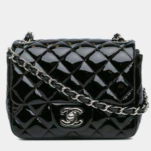 Pre Owned Chanel Black Mini Square Classic Patent Single Flap