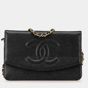 Pre Owned Chanel Black CC Caviar Wallet on Chain