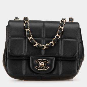 Pre Owned Chanel Black Mini Square Lambskin Resin Crystal Monacoco Flap