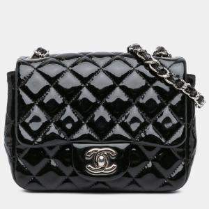 Pre Owned Chanel Black Mini Square Classic Patent Single Flap