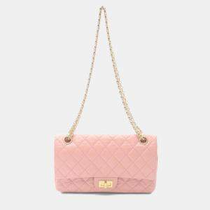 Pre Owned Chanel 2.55 Matelasse Double Flap Shoulder Bag  Leather Pink