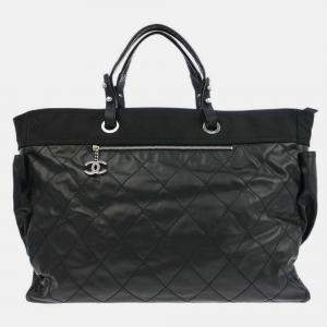 Pre Owned Chanel Black Leather Paris-Biarritz GM Tote Handbag