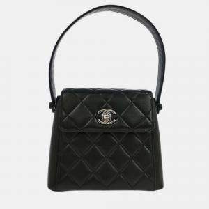 Pre Owned Chanel Black Lambskin Handbag