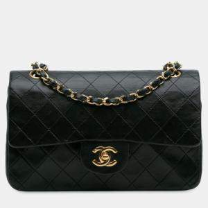 Pre Owned Chanel Black Small Classic Lambskin Double Flap