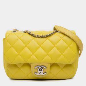 Pre Owned Chanel Yellow Paris Seoul Small Rubber Coco Rain Flap