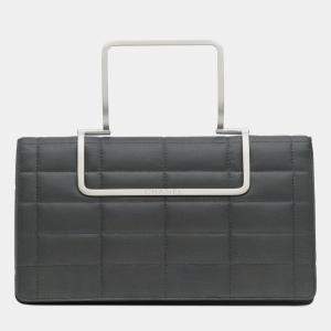 Pre Owned Chanel Grey Chocolate Bar Nylon Convertible Clutch
