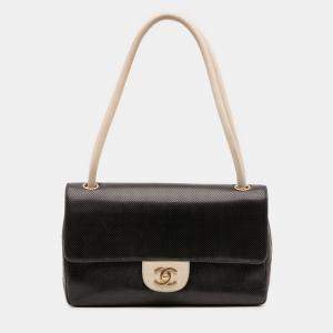 Pre Owned Chanel Black Medium CC Perforated Calfskin Single Flap