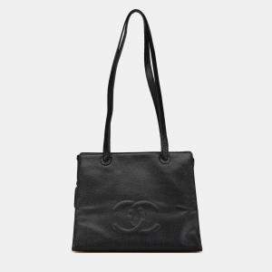 Pre Owned Chanel Black CC Caviar Leather Tote