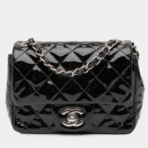 Pre Owned Chanel Black Mini Square Classic Patent Single Flap