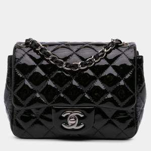 Pre Owned Chanel Black Mini Square Classic Patent Single Flap