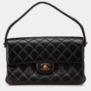 Pre Owned Chanel Black Quilted Lambskin Double Sided Flap