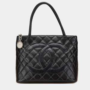 Pre Owned Chanel Black Caviar Medallion Tote 