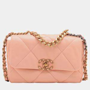 Pre Owned Chanel Pink Medium Lambskin 19 Flap