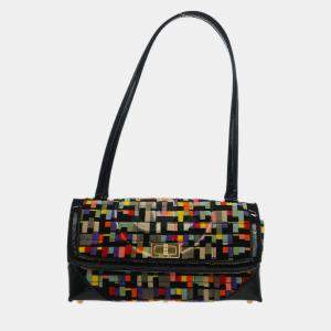 Pre Owned Chanel Black Velvet Mademoiselle Lock CC Handbag