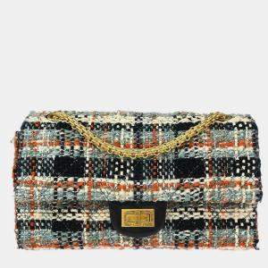 Pre Owned Chanel Multicolor Tweed 2.55 Medium Classic Double Flap Shoulder Bag