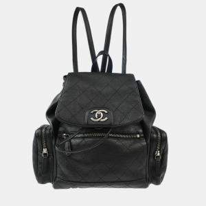 Pre Owned Chanel Black Calfskin Backpack