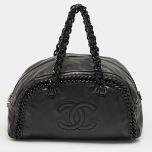 Pre Owned Chanel Black Leather Large Luxe Ligne Bowler Bag
