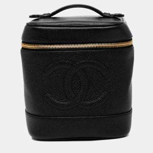 Pre Owned Chanel Black CC Caviar Vanity Case