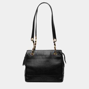 Pre Owned Chanel Black Triple CC Caviar Shoulder Bag