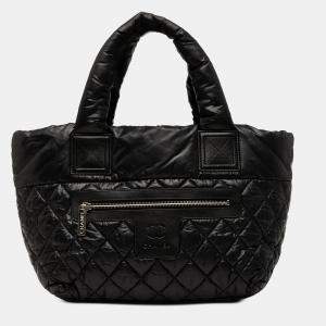 Pre Owned Chanel Black Small Quilted Nylon Coco Cocoon Tote