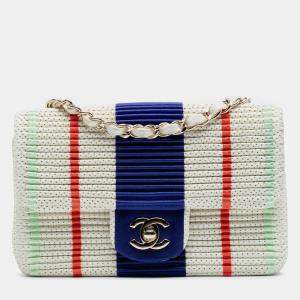 Pre Owned Chanel Multicolor New Mini Rectangular Classic Perforated Lambskin Single Flap