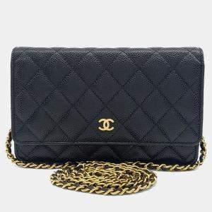 Pre Owned Chanel Black Leather Caviar WOC Mini Crossbody Bag