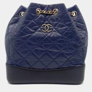 Pre Owned Chanel Black Blue Leather Gabrielle Backpack