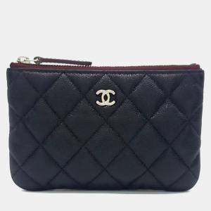 Pre Owned Chanel Black Leather Caviar Pouch