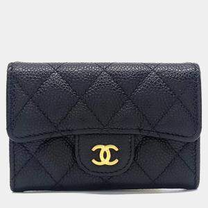Pre Owned Chanel Black Caviar Leather Caviar Card Holder
