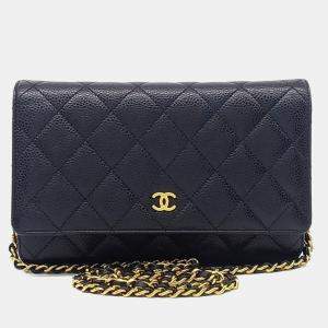Pre Owned Chanel Black Leather Caviar WOC Mini Crossbody Bag