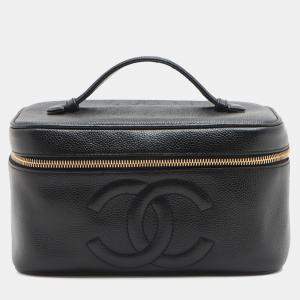 Pre Owned Chanel Black CC Caviar Vanity Case