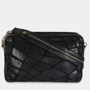Pre Owned Chanel Vintage Black Lambskin Jersey Scales Camera Case