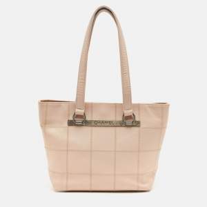 Pre Owned Chanel Beige Square Quilted Leather LAX Tote