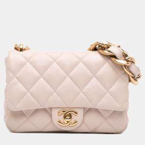 Pre Owned Chanel Brown Small Quilted Lambskin Funky Town Flap