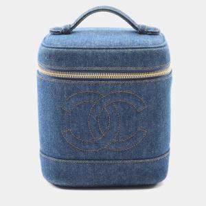 Pre Owned Chanel Coco Mark Handbag Denim Navy